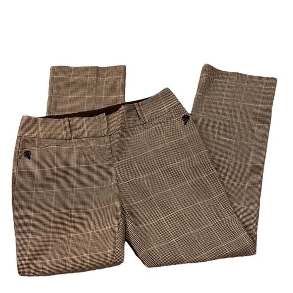 The Limited Brown and Cream Trousers with Windowpane Pattern